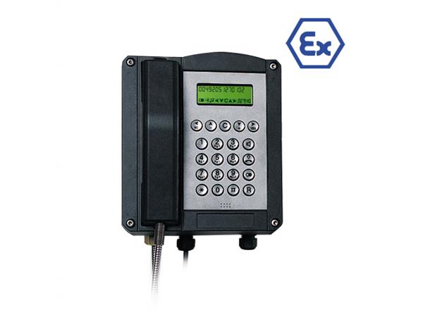 ExResistTel, m/display og tastatur. Sort ATEX sertifisert, 2xM25 blind plugger